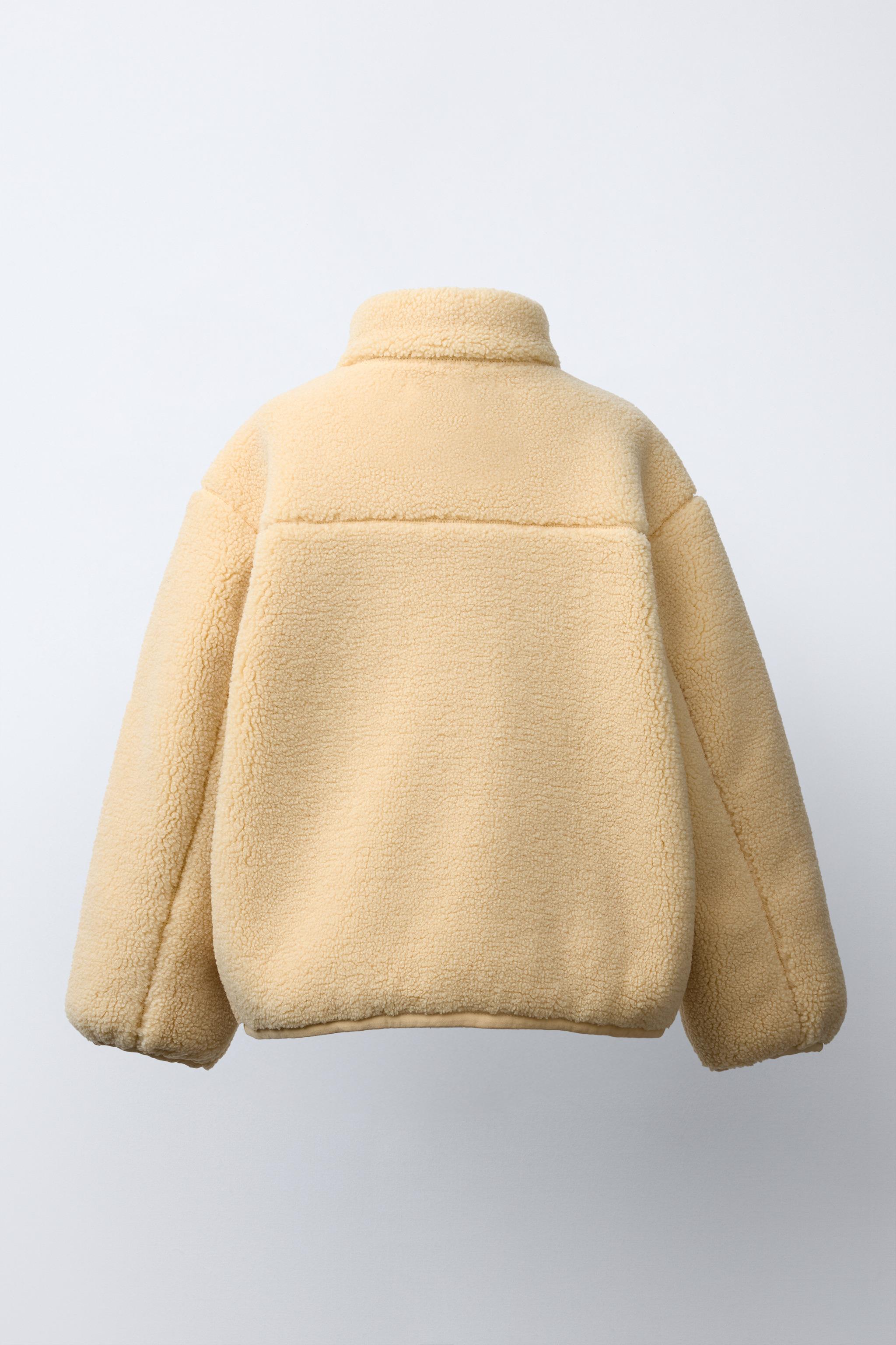 ZIP FAUX SHEARLING SWEATSHIRT